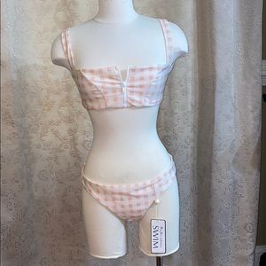 For love and Lemons Bikini set in pink plaid